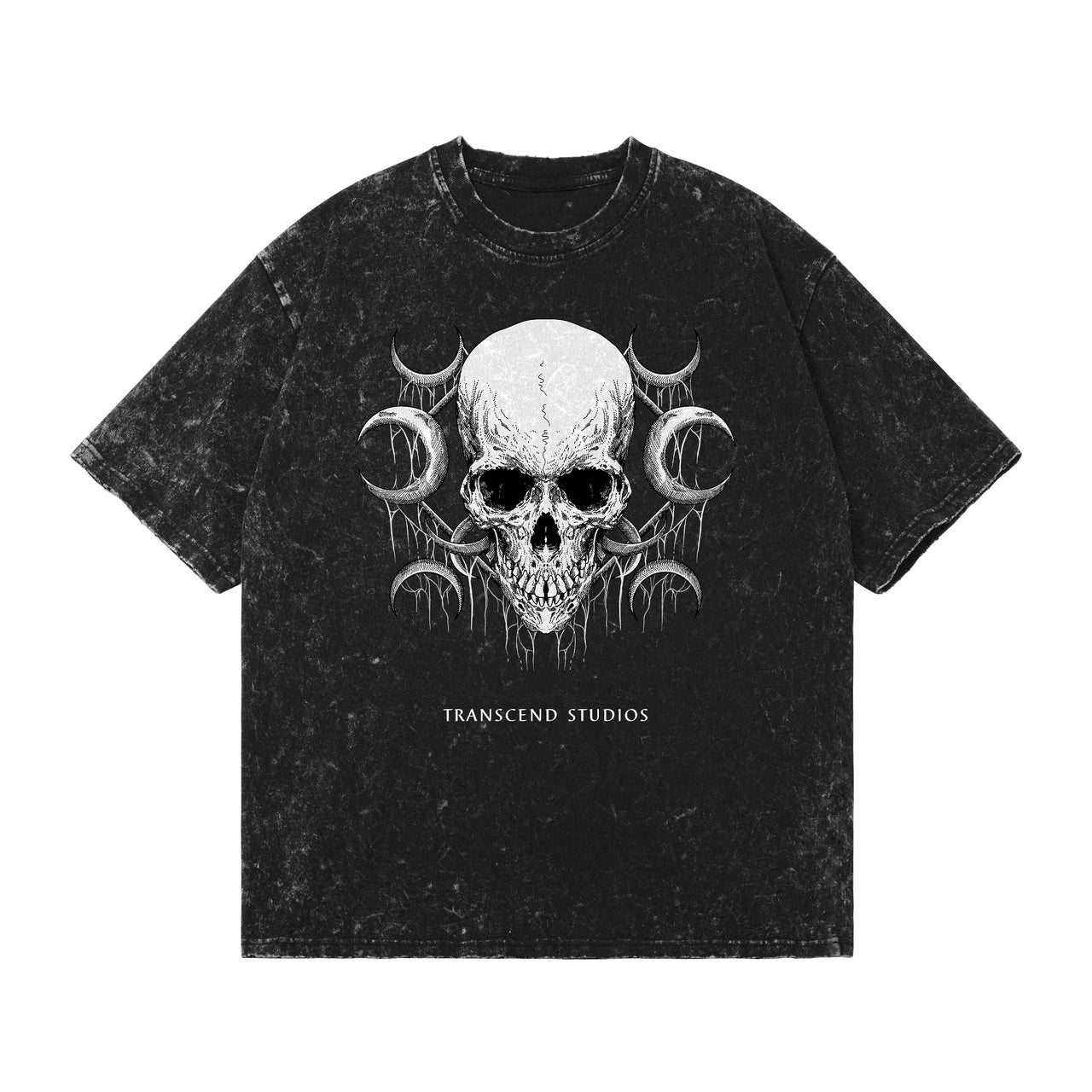 Crescent Skull | Snow Acid Wash T-shirt