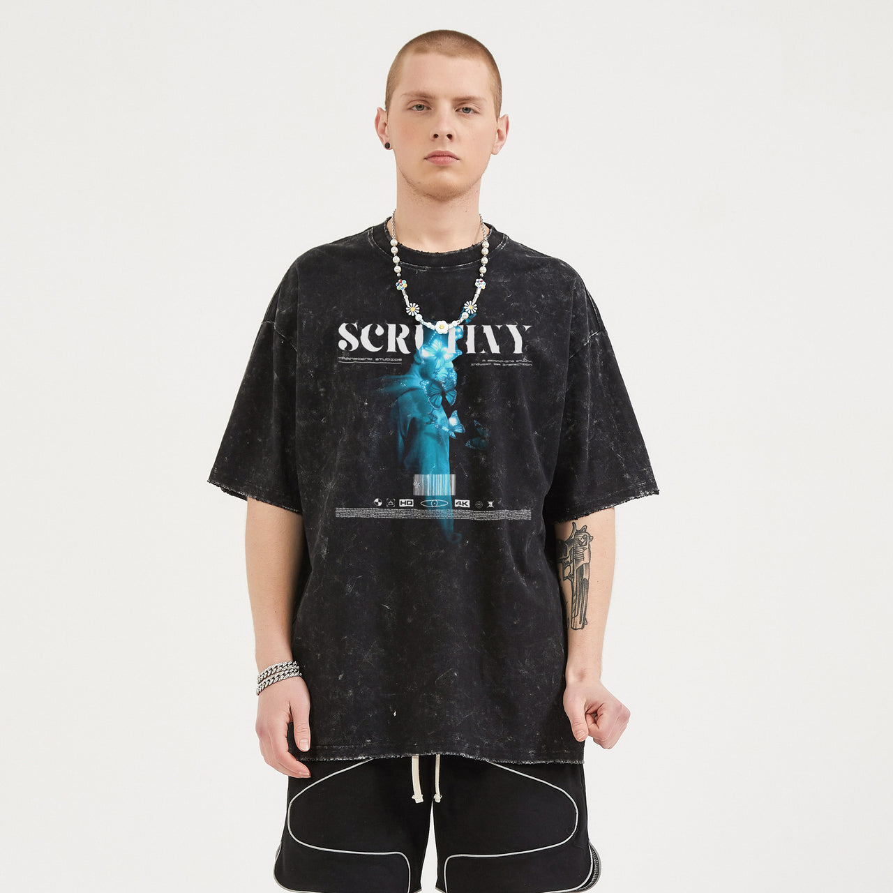 Scrutiny | Acid Wash Distressed Hem T-Shirt