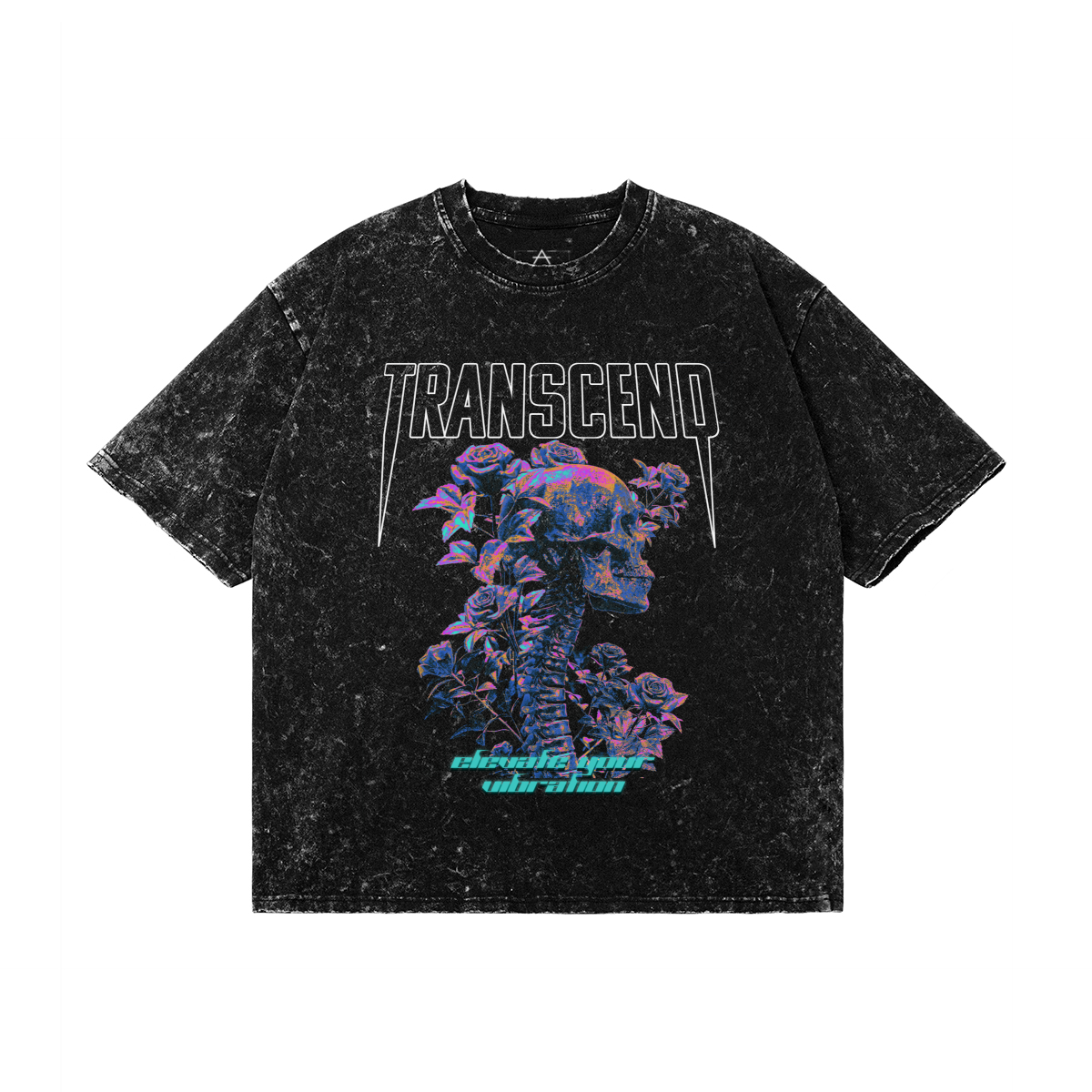 TRANSCEND Elevate your Vibration | Snow Acid Wash T-Shirt